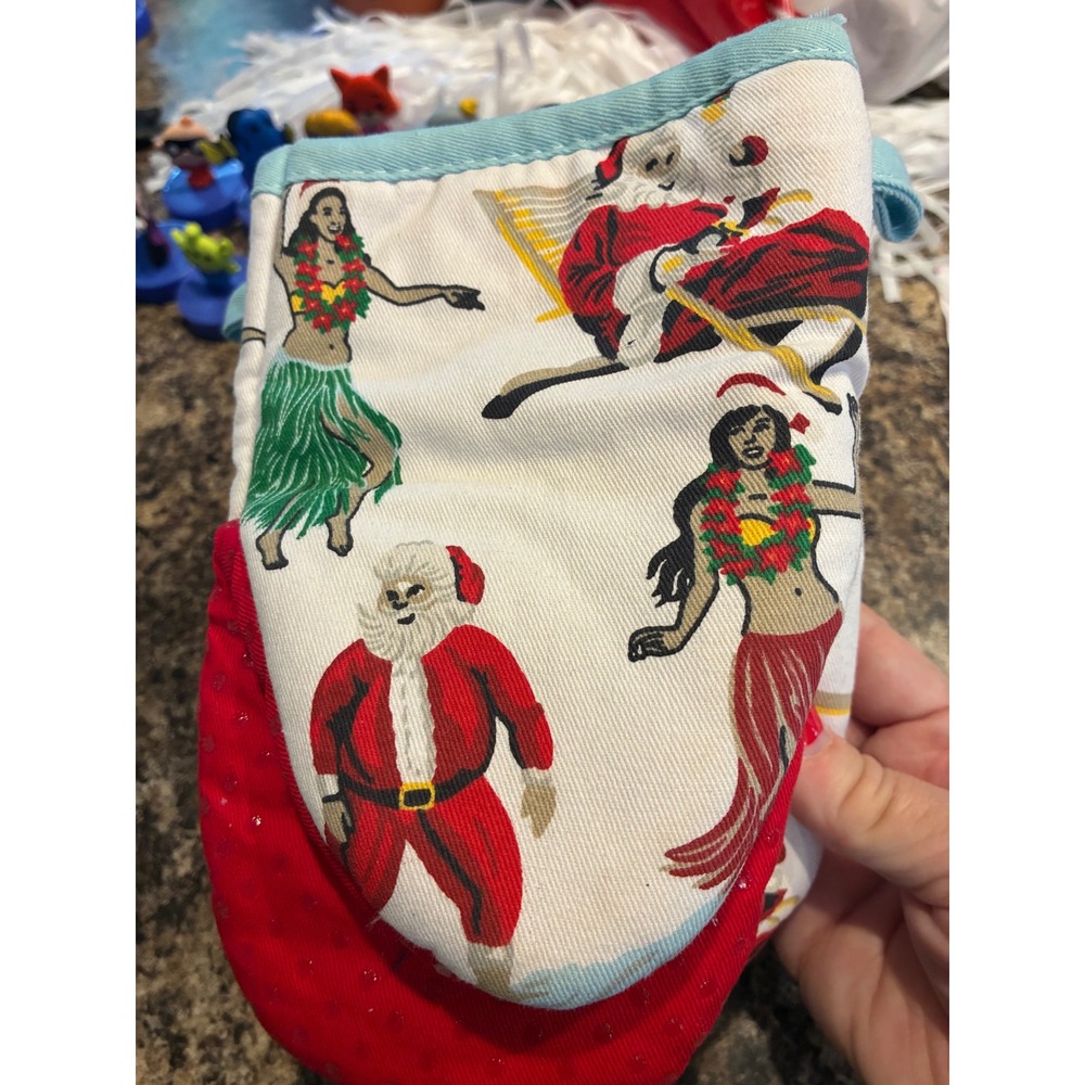 Tommy Bahama Christmas Mini Oven Mitts Set of 2 Mele Kalikimaka Santa Hula New